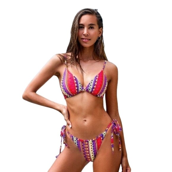Cupshe Nwt geometric print triangle bikini swimsuit size small - Picture 1 of 8